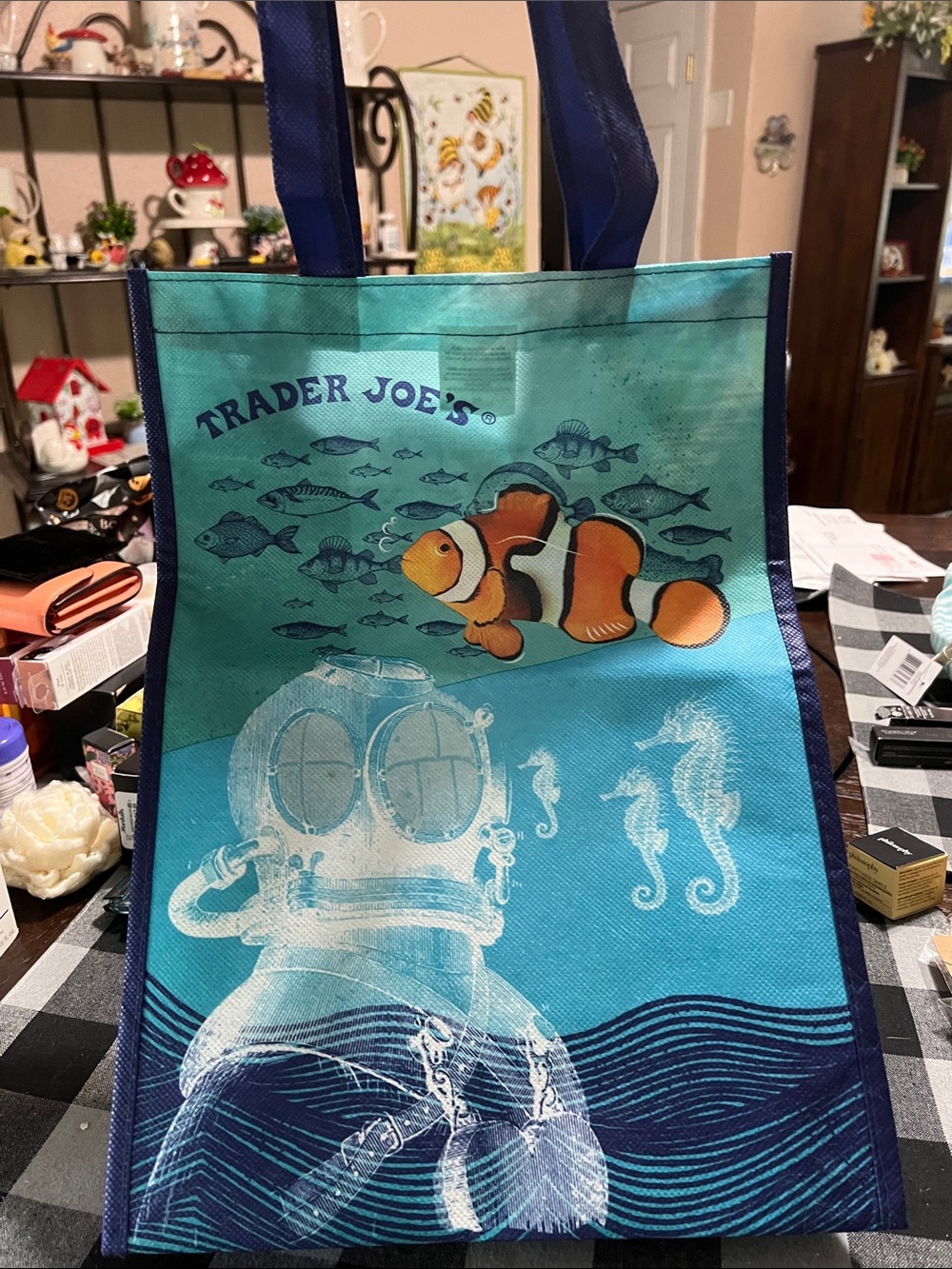 New TRADER JOES TOTE BAG Blue Ocean Clownfish Tote Bag
